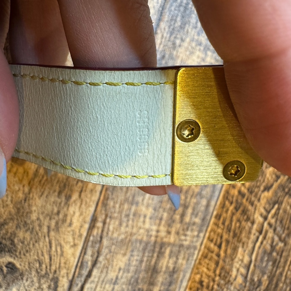 Auth Louis Vuitton Koala Lock Cream And Red Bracelet Small SN0068 Gold Hardware - Picture 12 of 15